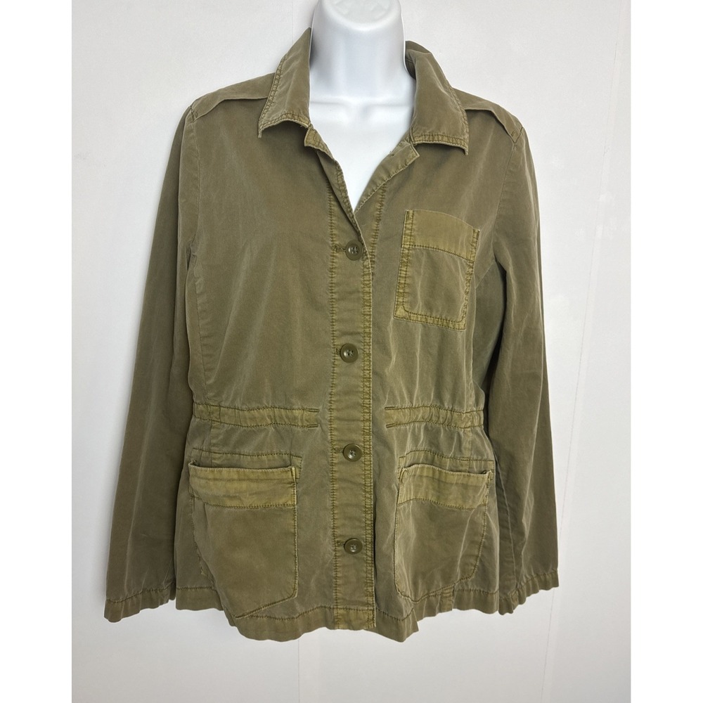 Eddie Bauer  Womens M Jacket Army Green‎ Utility Chore Jacket Button Canvas Gorp